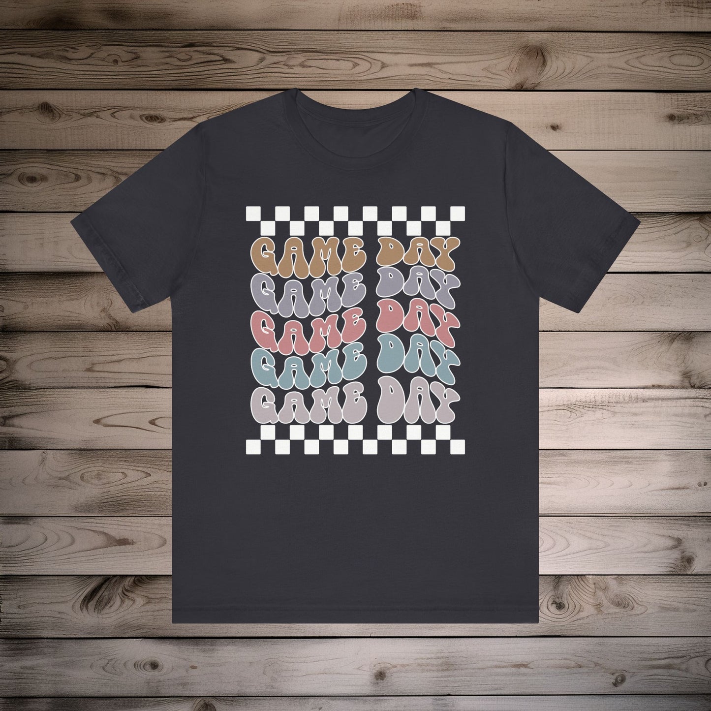 Game Day Retro Checkers - Unisex Jersey Lightweight Tee