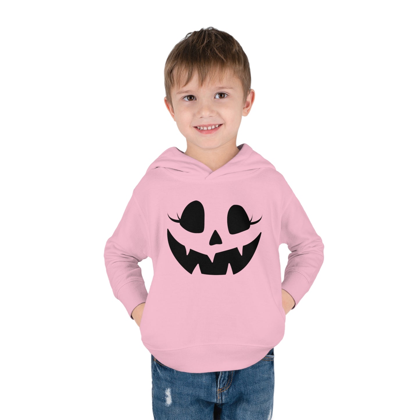 Girly Pumpkin | Toddler Pullover Fleece Hoodie for Halloween