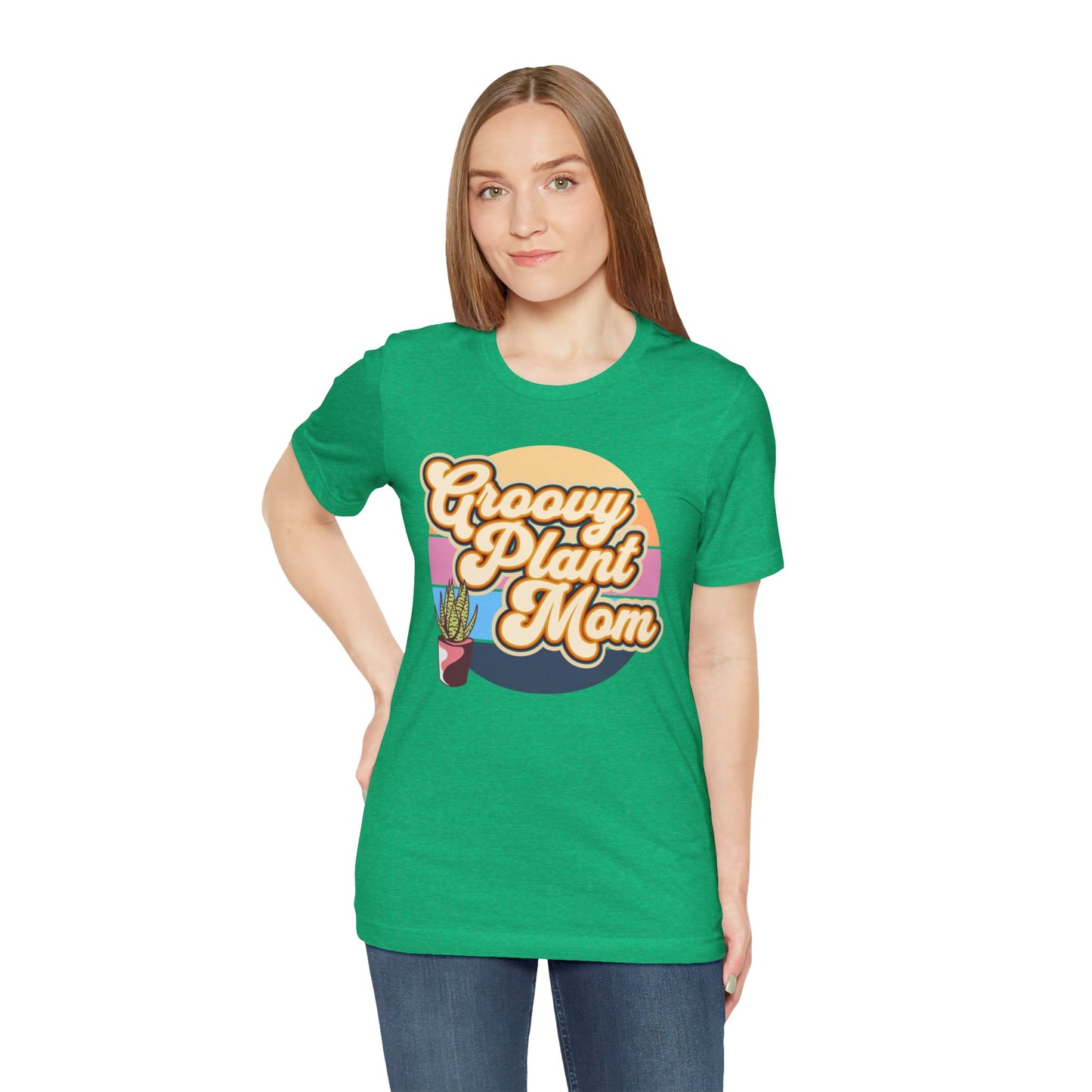 Adult "Groovy Plant Mom" Plant-Lover Unisex Jersey Short Sleeve Tee