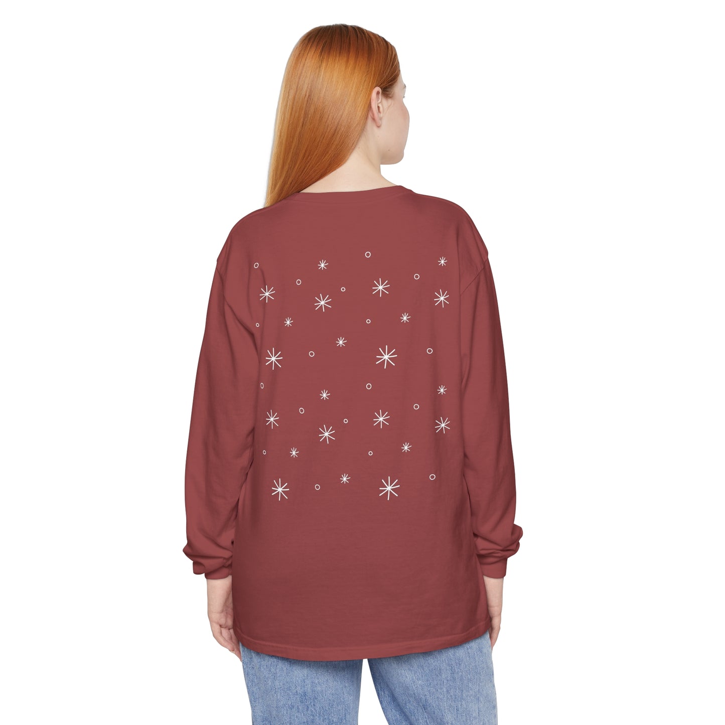 "Let It Snow" Long Sleeve Snowflakes T-Shirt - Comfort Colors