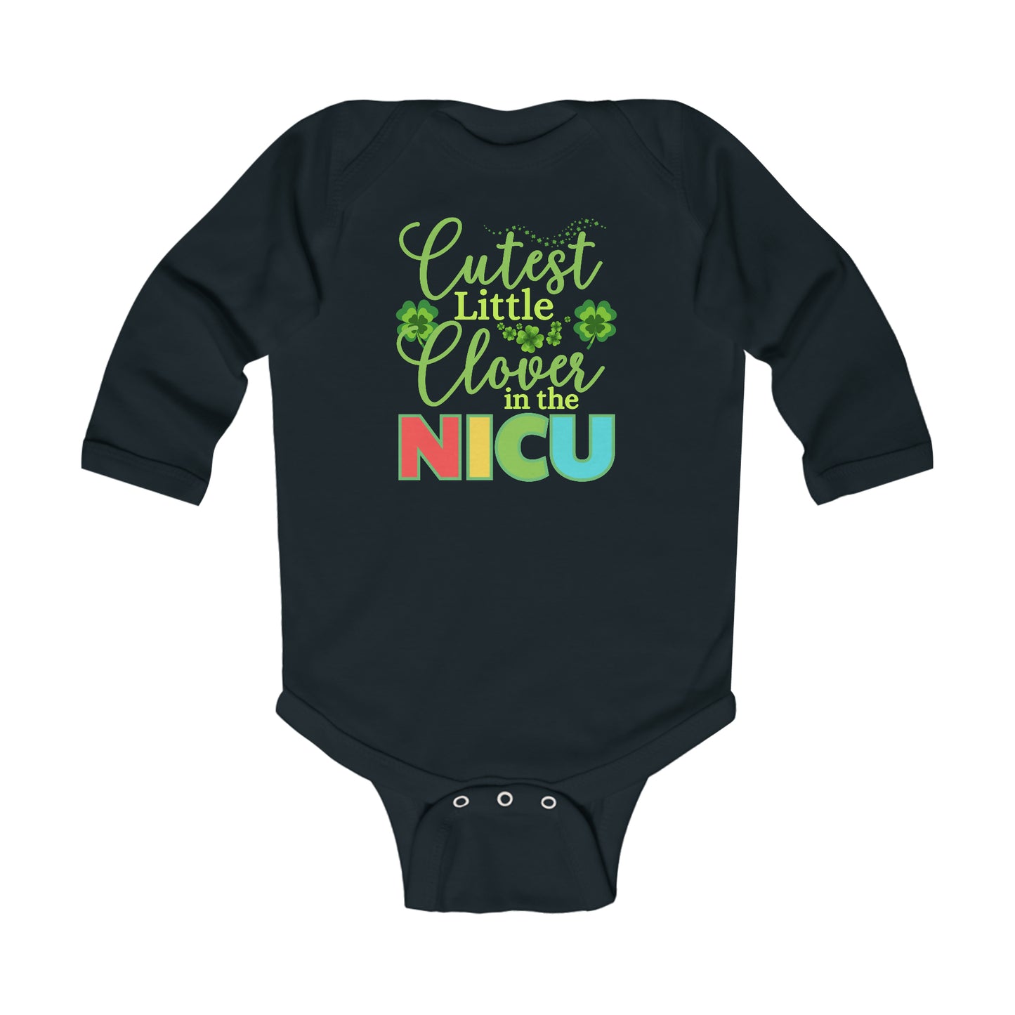 Cutest Little Clover in the NICU | St. Patrick's Day Baby Bodysuit | Long-Sleeve Baby BodySuit