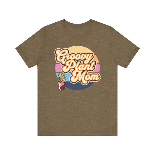 Adult "Groovy Plant Mom" Plant-Lover Unisex Jersey Short Sleeve Tee