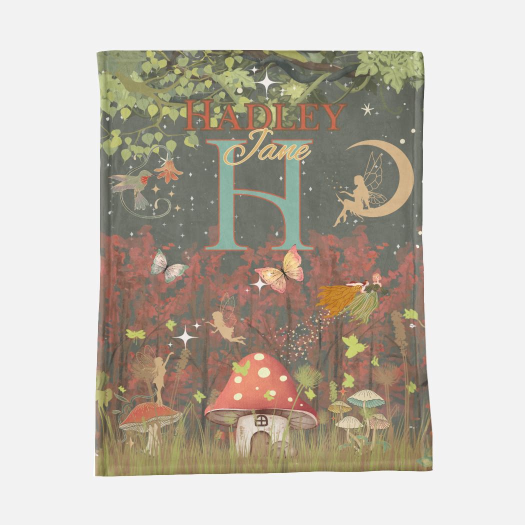 Minky Blanket Customized Name - Woodland Fairy - 30" x 40"