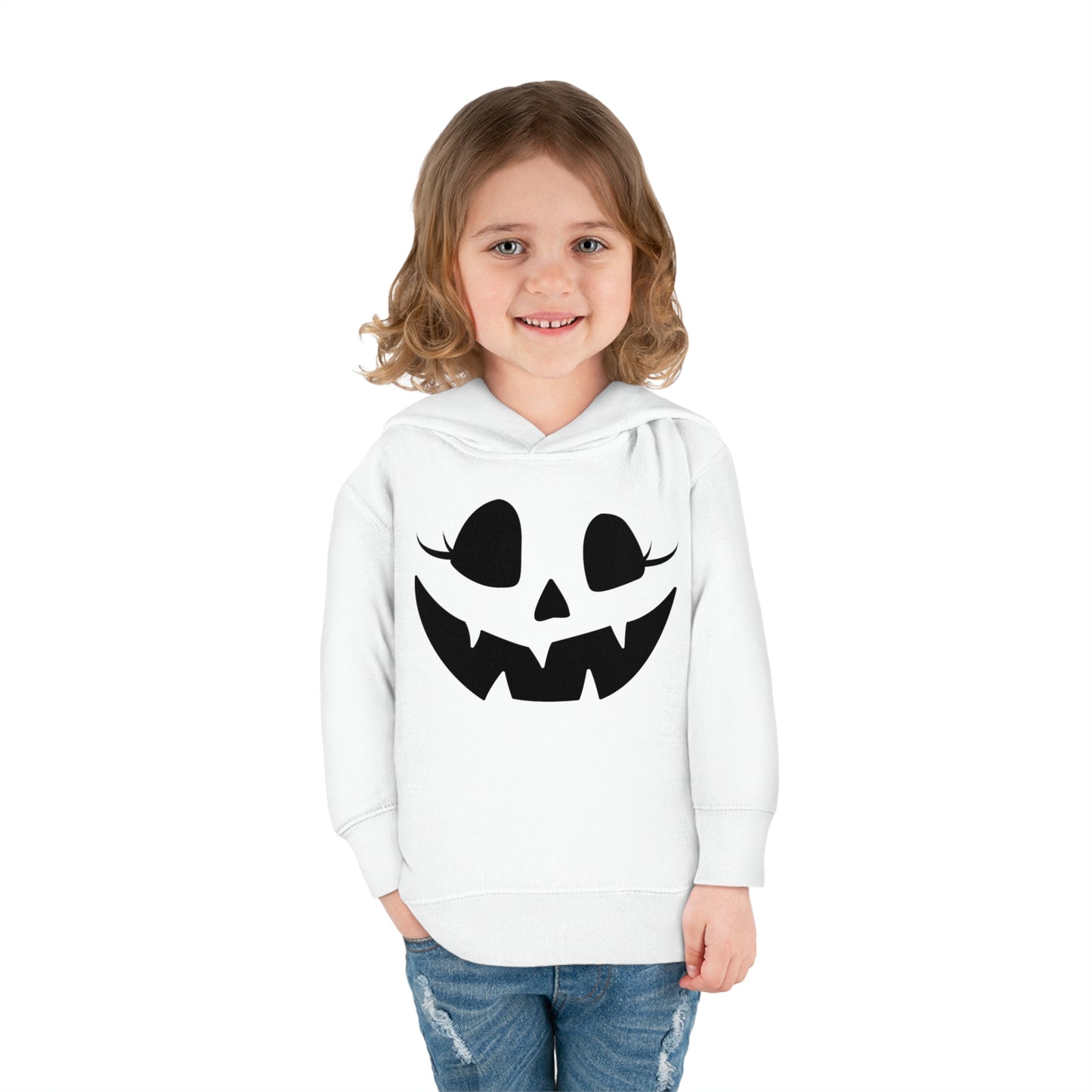 Girly Pumpkin | Toddler Pullover Fleece Hoodie for Halloween