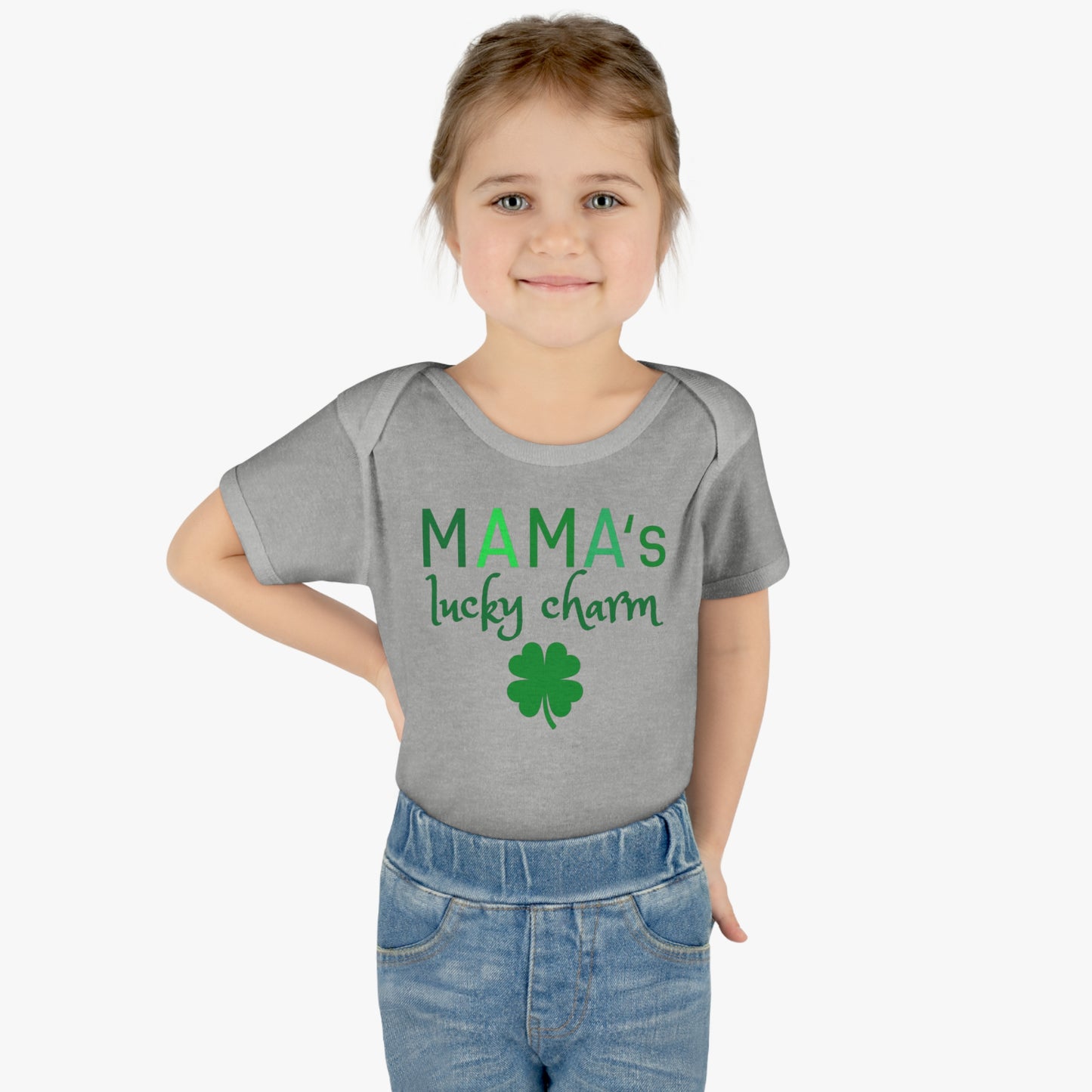 "Mama's Lucky Charm | St. Patrick's Day Bodysuit for Baby | Mommy and Me Set | Infant Short-Sleeved Bodysuit