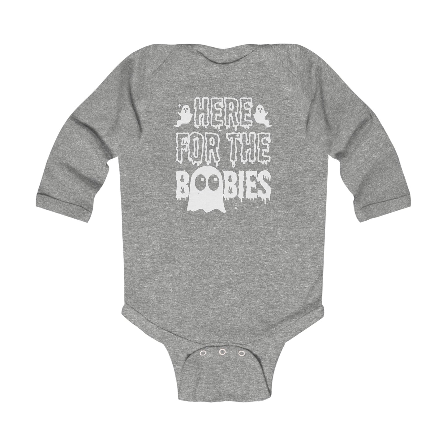 Here for the Boobies - Funny Breastfeeding Halloween Bodysuit for Baby