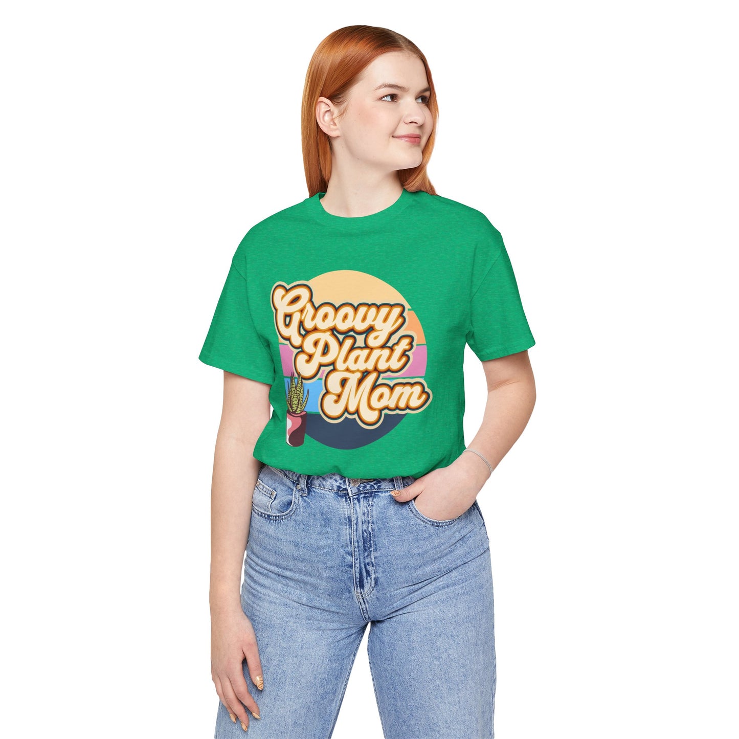 Adult "Groovy Plant Mom" Plant-Lover Unisex Jersey Short Sleeve Tee