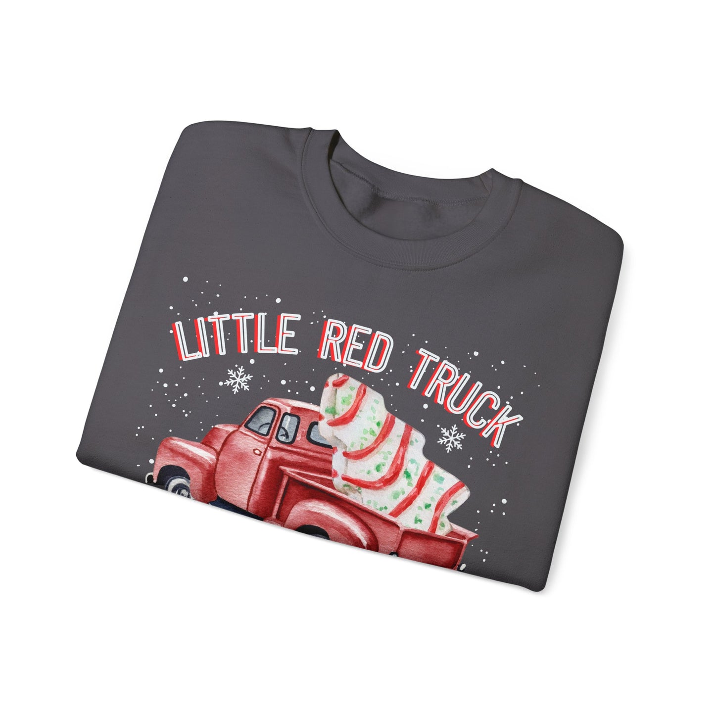 Christmas Truck Crewneck Sweatshirt - Little Red Truck Hauling a Christmas Tree