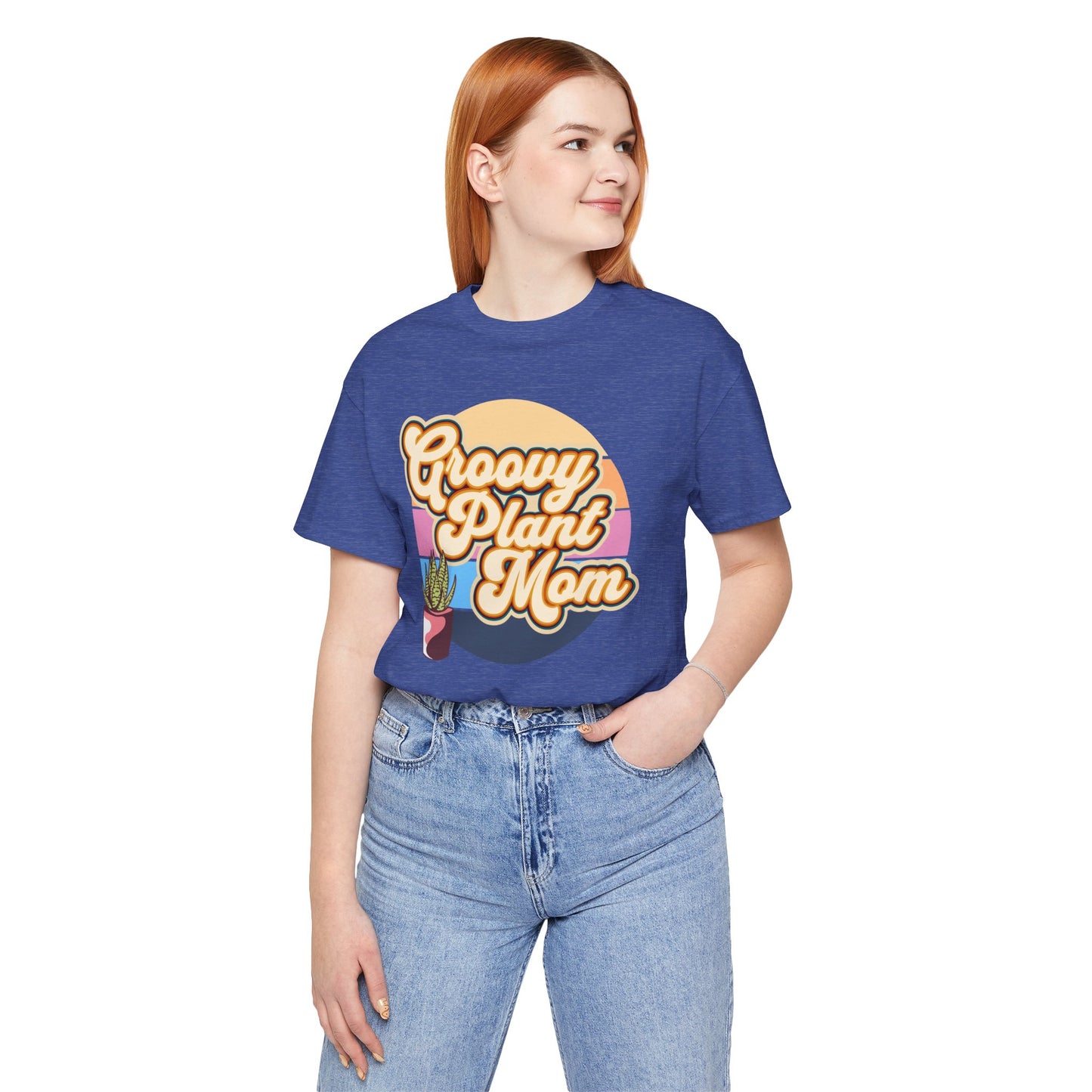 Adult "Groovy Plant Mom" Plant-Lover Unisex Jersey Short Sleeve Tee