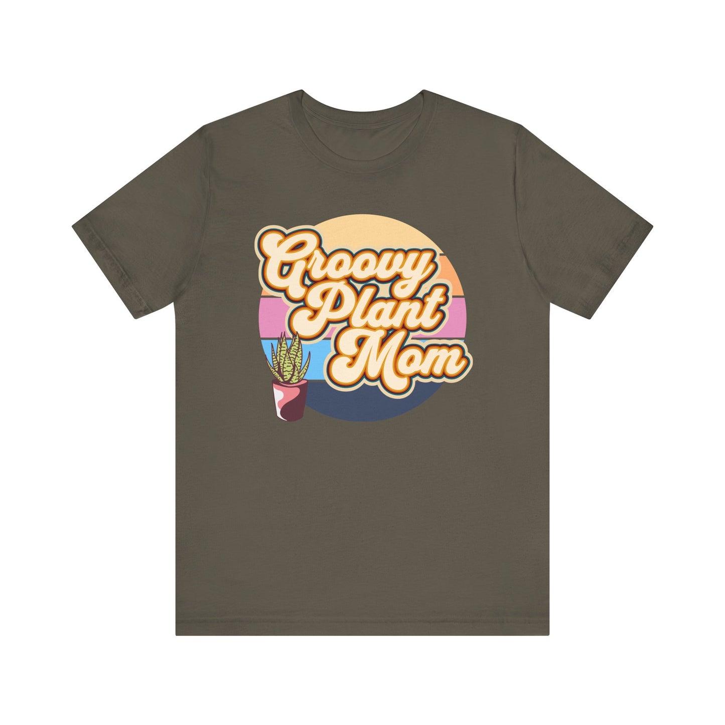 Adult "Groovy Plant Mom" Plant-Lover Unisex Jersey Short Sleeve Tee