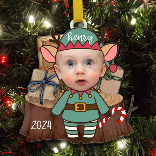 Personalized Face Christmas Ornament | Reindeer Custom Shape Acrylic Ornament