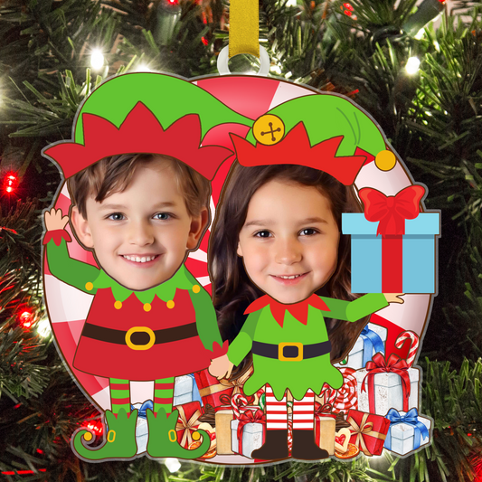 Personalized Candy Cane Elves Ornament - Custom Holiday Decor