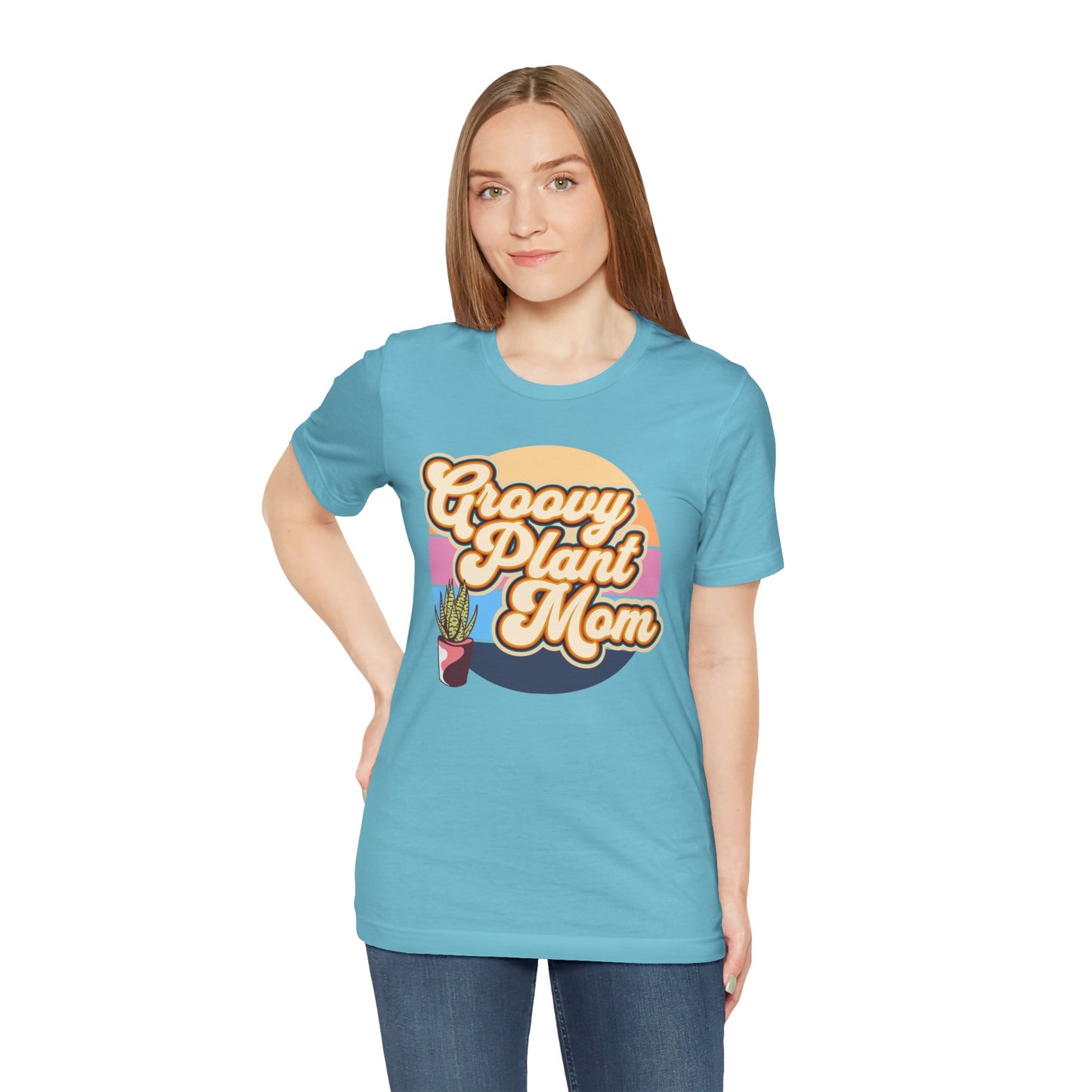 Adult "Groovy Plant Mom" Plant-Lover Unisex Jersey Short Sleeve Tee