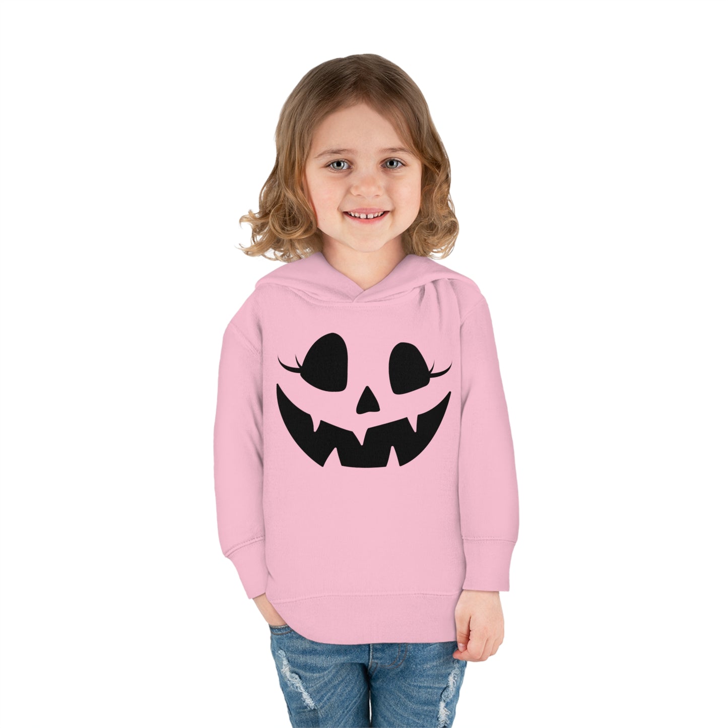 Girly Pumpkin | Toddler Pullover Fleece Hoodie for Halloween