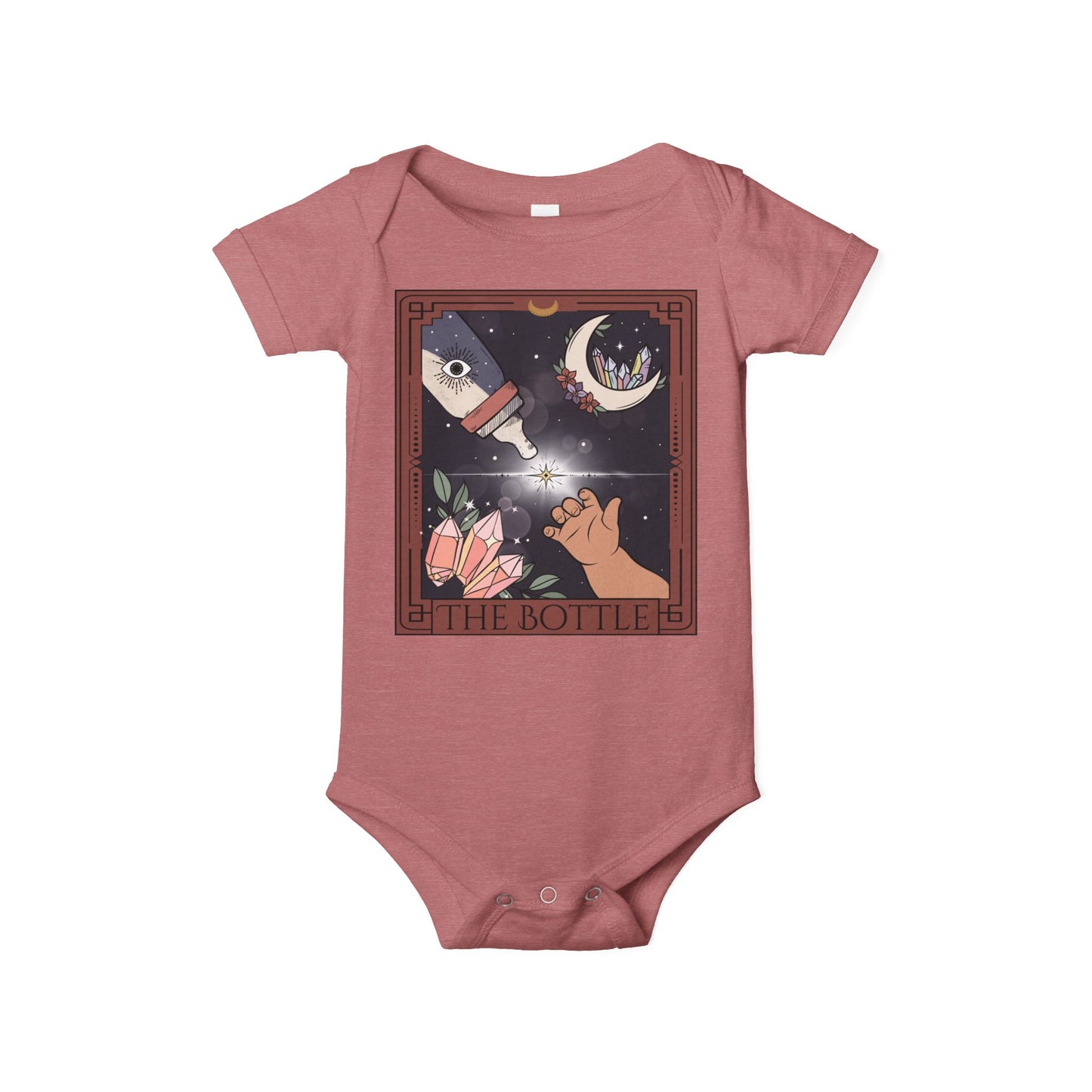 The Bottle Tarot Card Bodysuit, Witchy Baby Bodysuit, Breastfeeding Tarot Bodysuit, Baby Bottle Bodysuit for Goth Baby