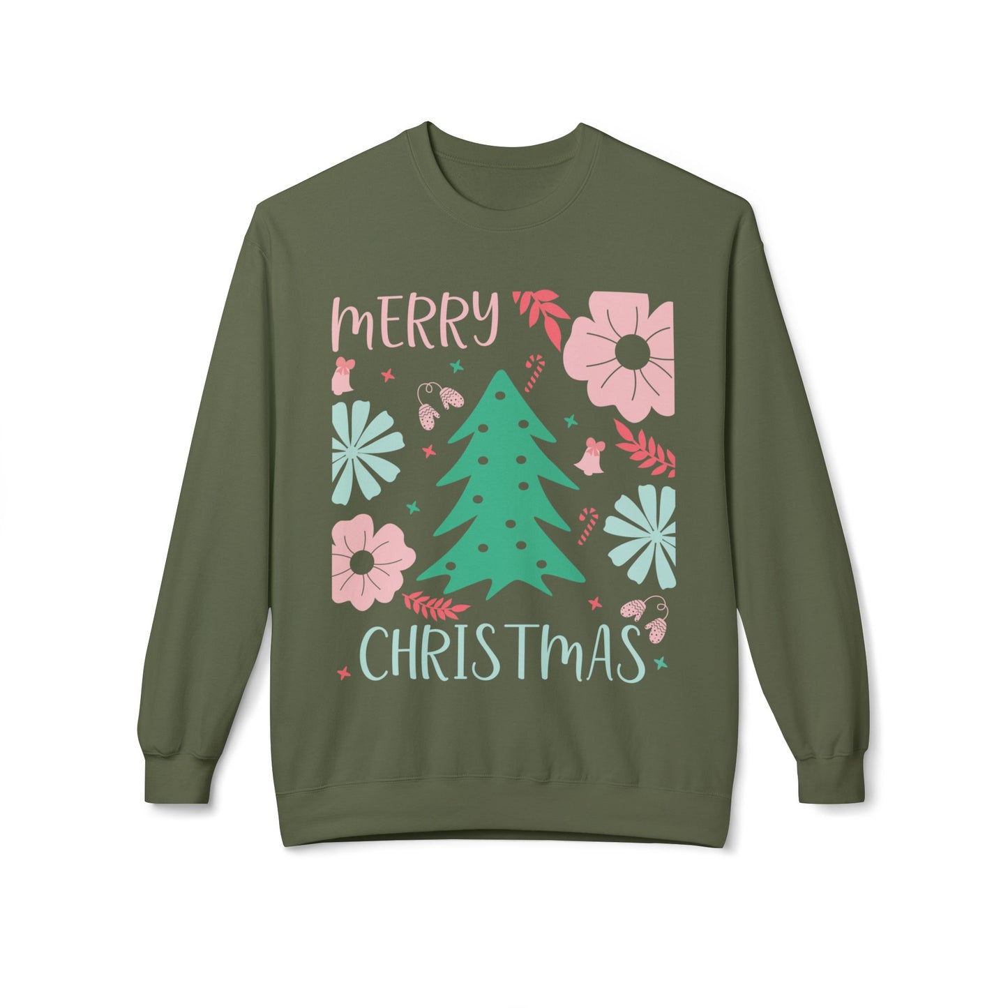 Merry Christmas Fleece Crewneck Sweatshirt - Unisex Holiday Apparel