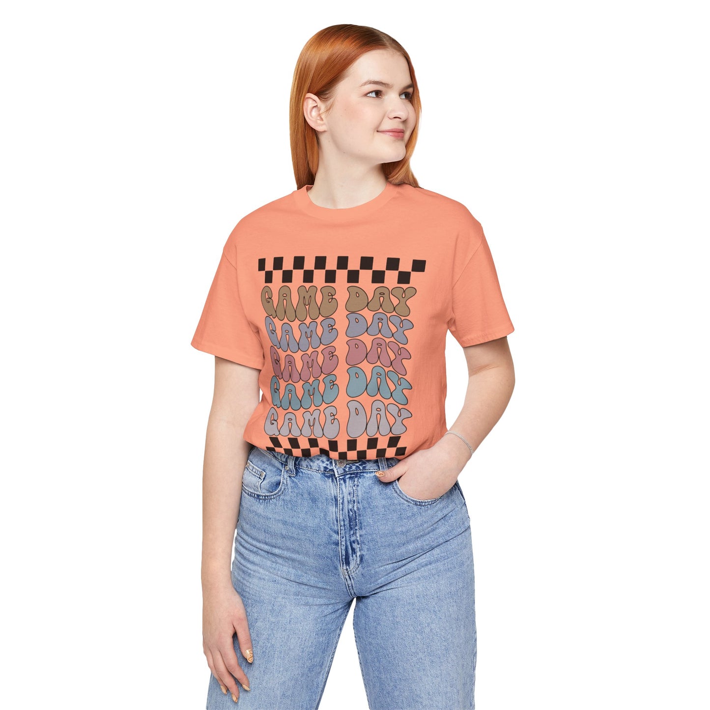 Game Day Retro Checkers - Unisex Jersey Lightweight Tee