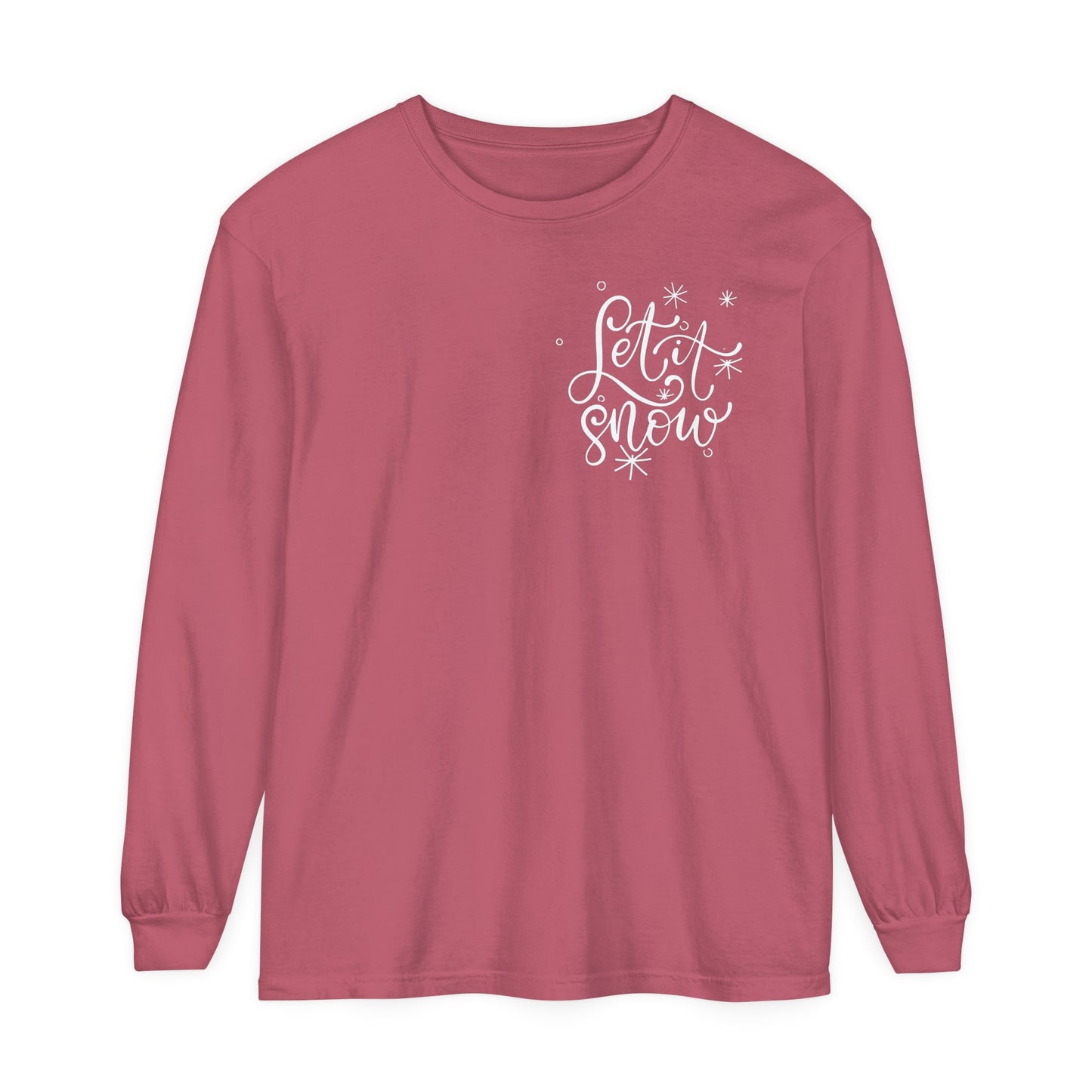 "Let It Snow" Long Sleeve Snowflakes T-Shirt - Comfort Colors