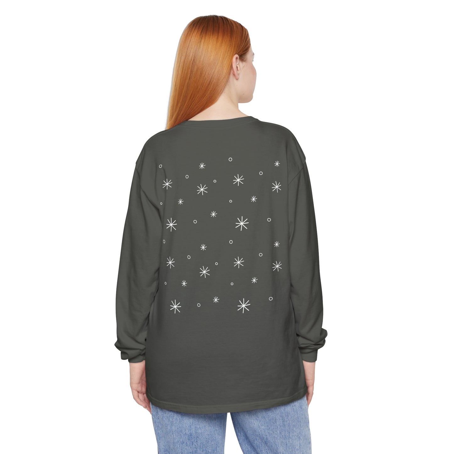 "Let It Snow" Long Sleeve Snowflakes T-Shirt - Comfort Colors