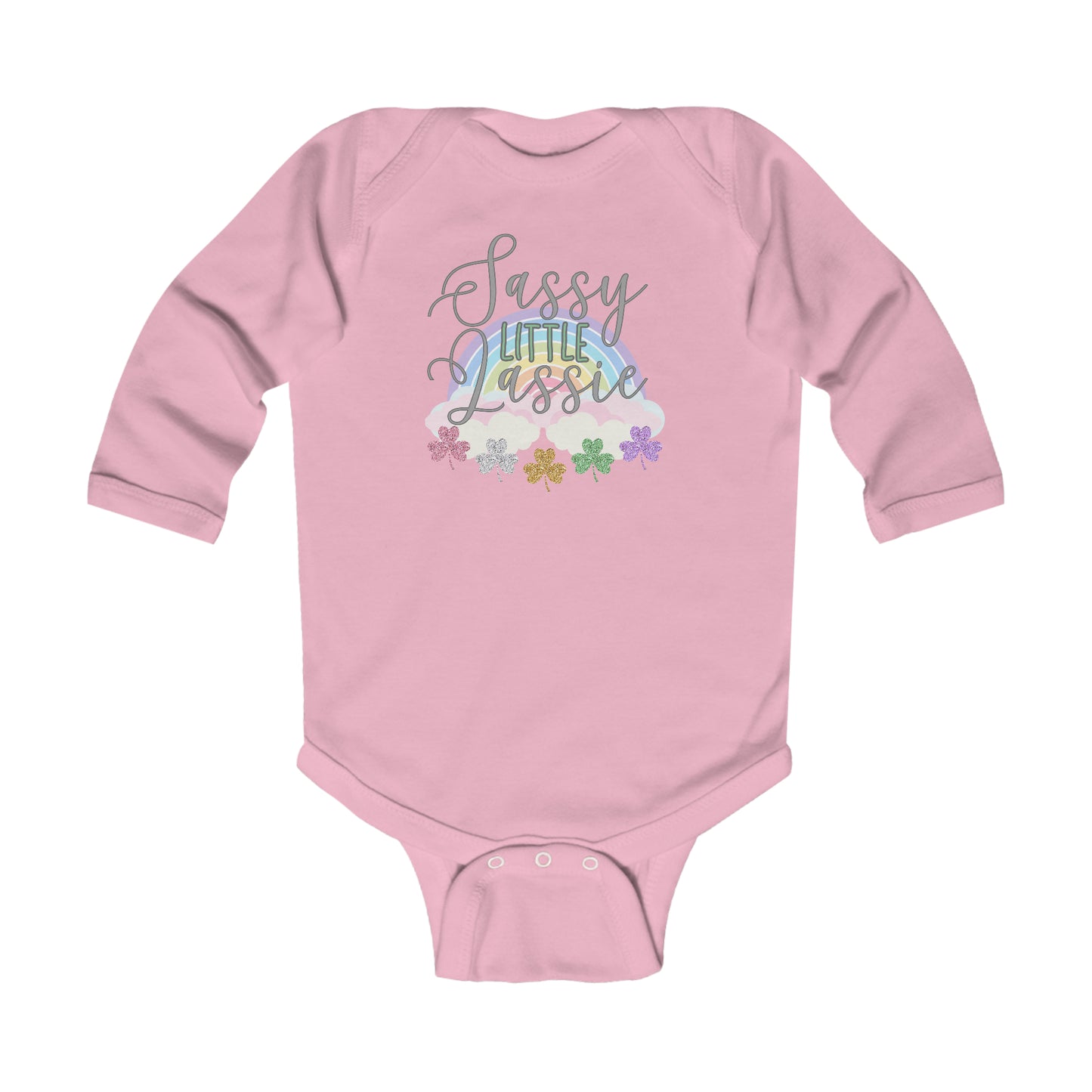 "Sassy Little Lassie" | St. Patrick's Day Baby Bodysuit for Girl | Long-Sleeve Baby BodySuit