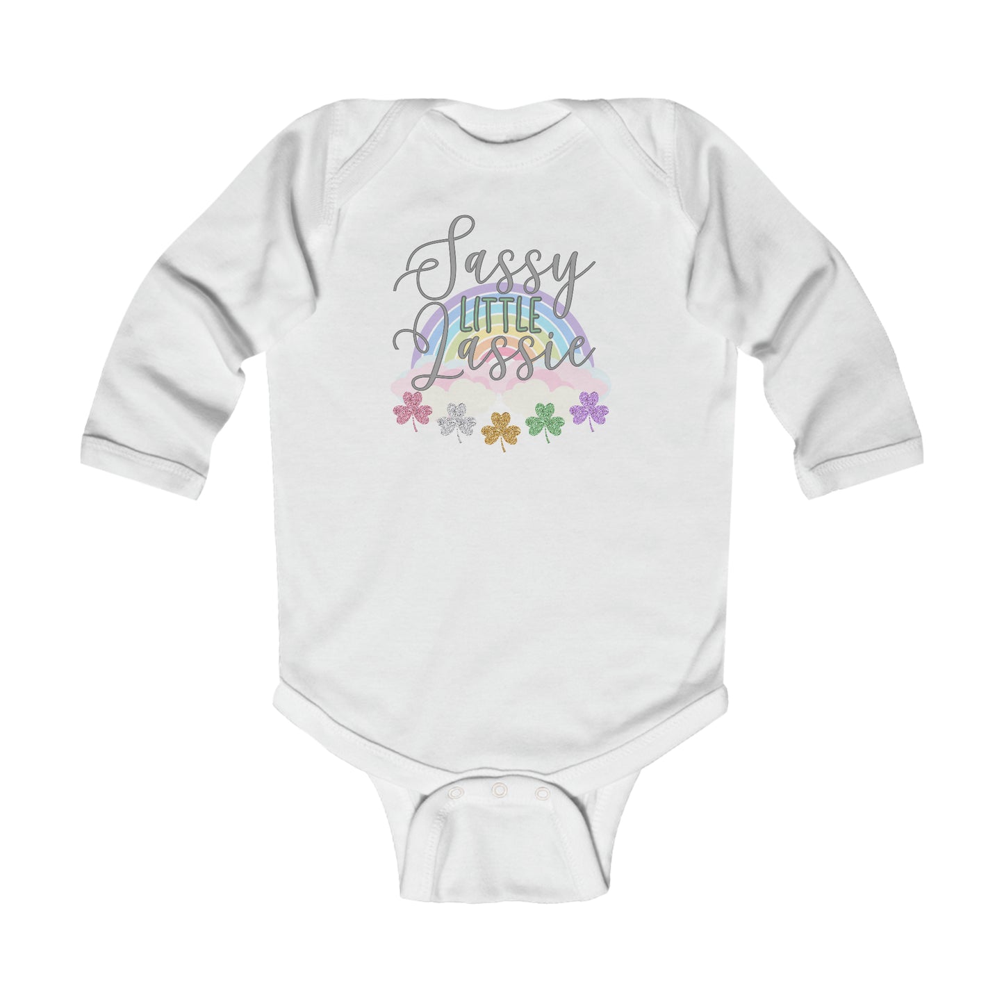 "Sassy Little Lassie" | St. Patrick's Day Baby Bodysuit for Girl | Long-Sleeve Baby BodySuit