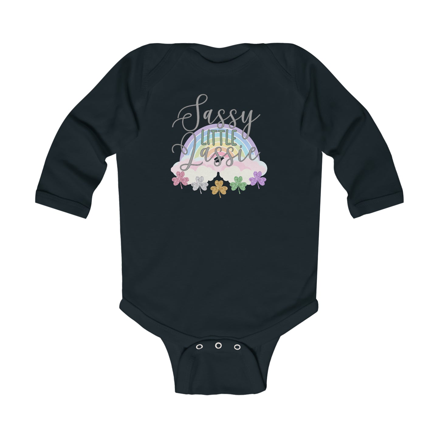 "Sassy Little Lassie" | St. Patrick's Day Baby Bodysuit for Girl | Long-Sleeve Baby BodySuit