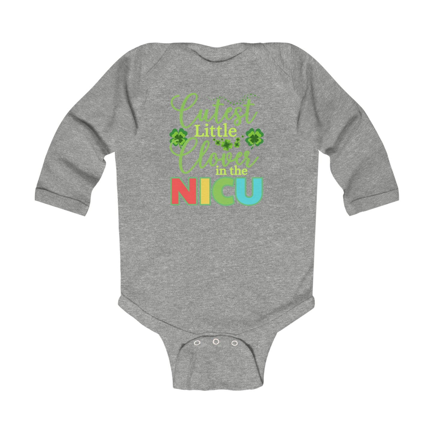 Cutest Little Clover in the NICU | St. Patrick's Day Baby Bodysuit | Long-Sleeve Baby BodySuit