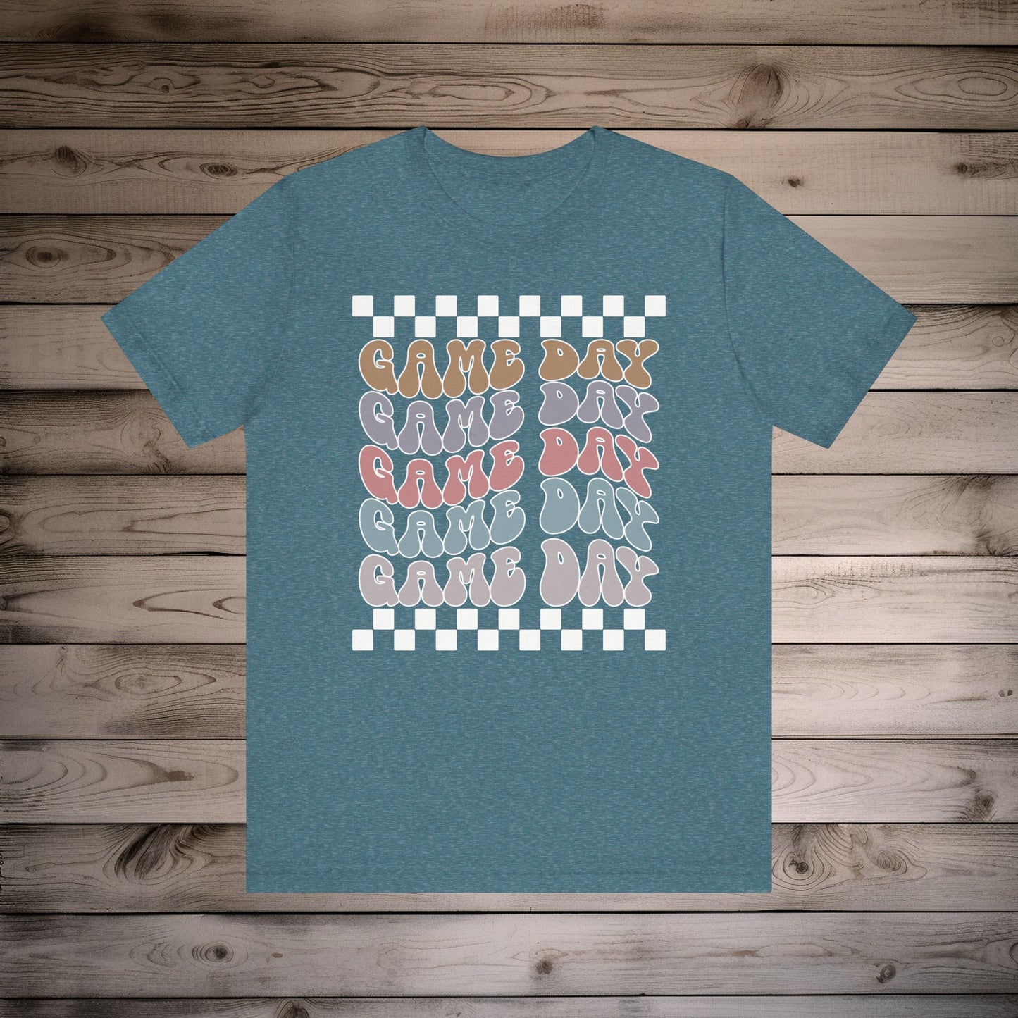 Game Day Retro Checkers - Unisex Jersey Lightweight Tee