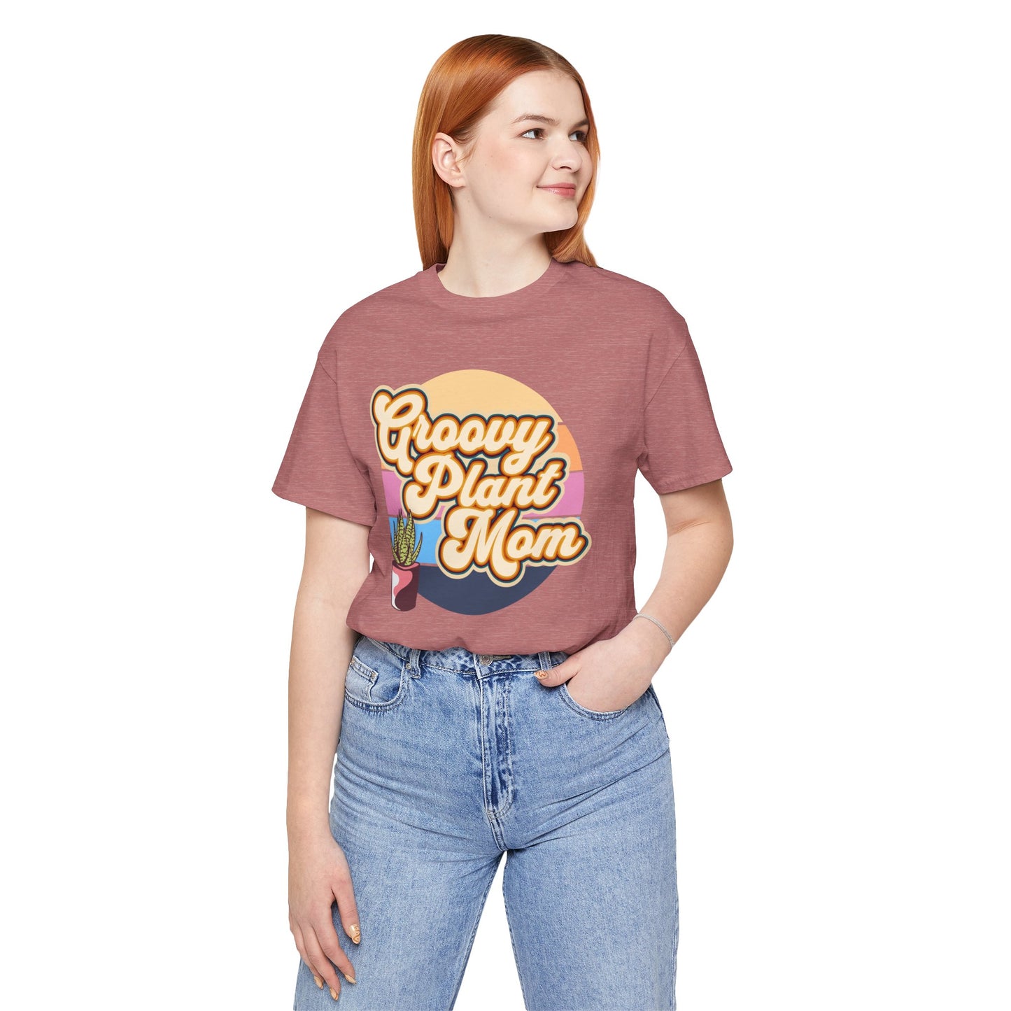 Adult "Groovy Plant Mom" Plant-Lover Unisex Jersey Short Sleeve Tee