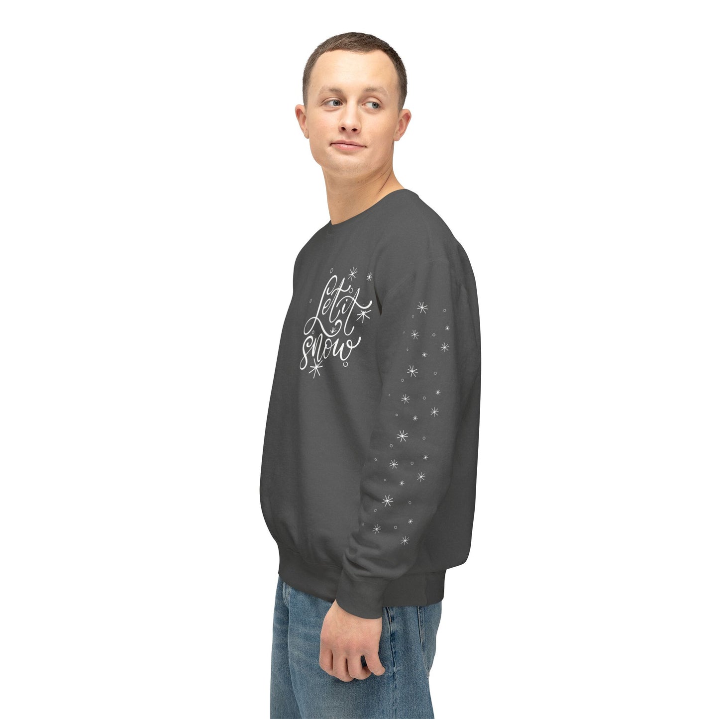 Snowflake "Let It Snow" Cozy Unisex Lightweight Crewneck Sweatshirt