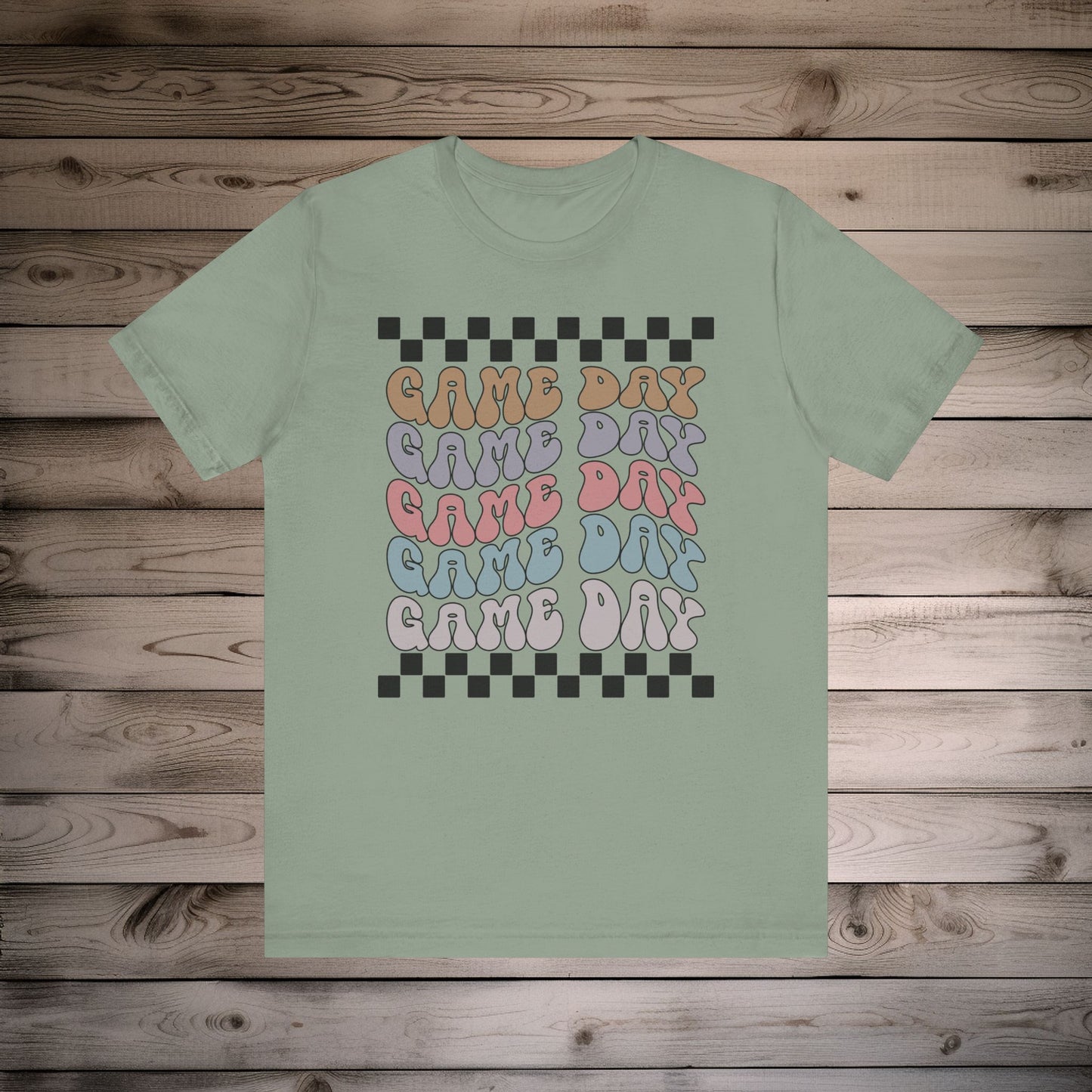 Game Day Retro Checkers - Unisex Jersey Lightweight Tee