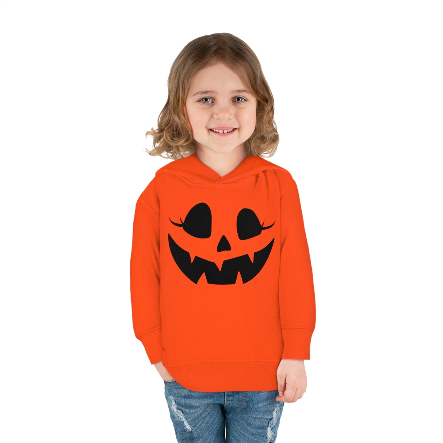 Girly Pumpkin | Toddler Pullover Fleece Hoodie for Halloween