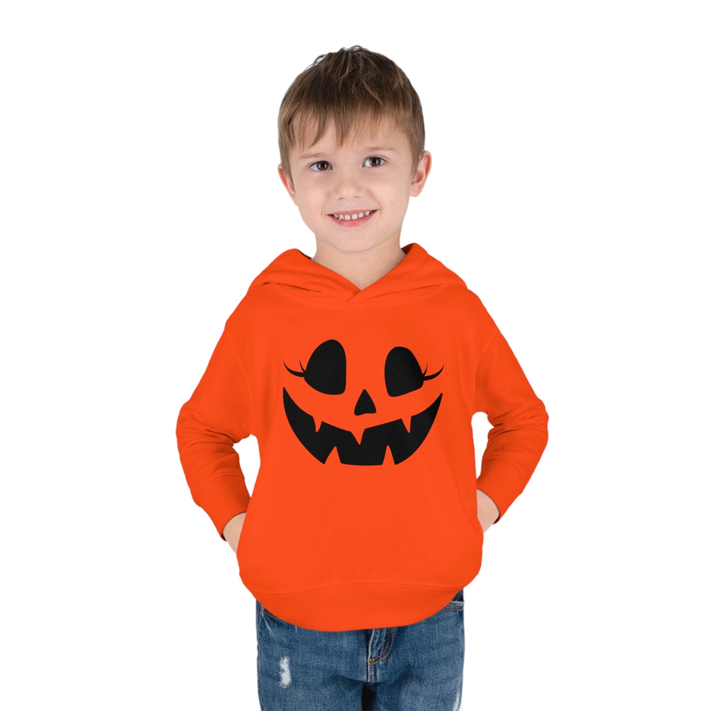 Girly Pumpkin | Toddler Pullover Fleece Hoodie for Halloween