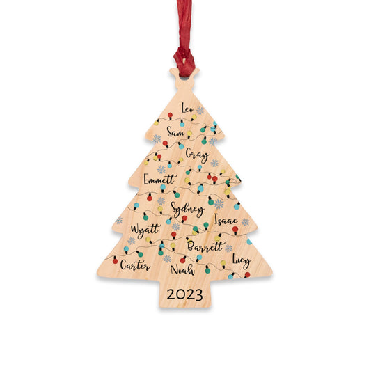 Personalized Names Wooden Christmas Tree Ornament