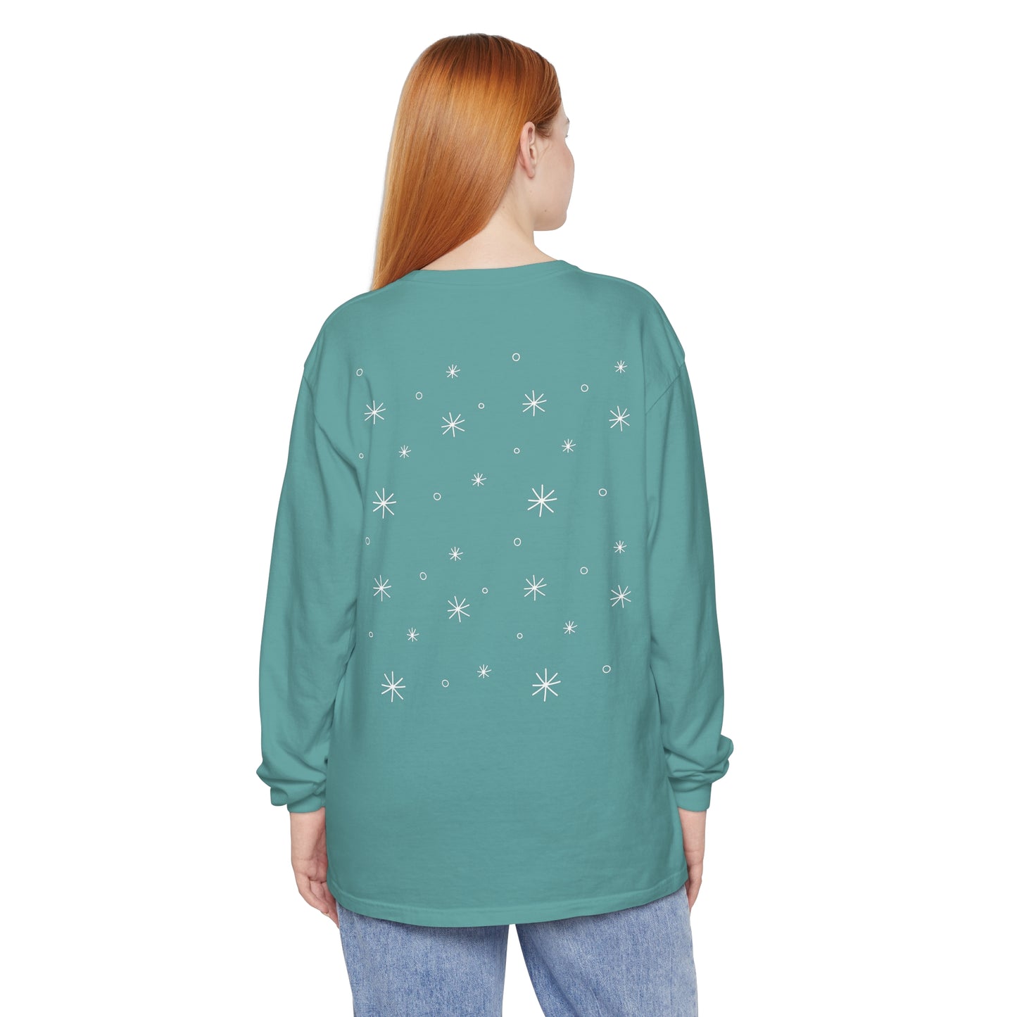 "Let It Snow" Long Sleeve Snowflakes T-Shirt - Comfort Colors