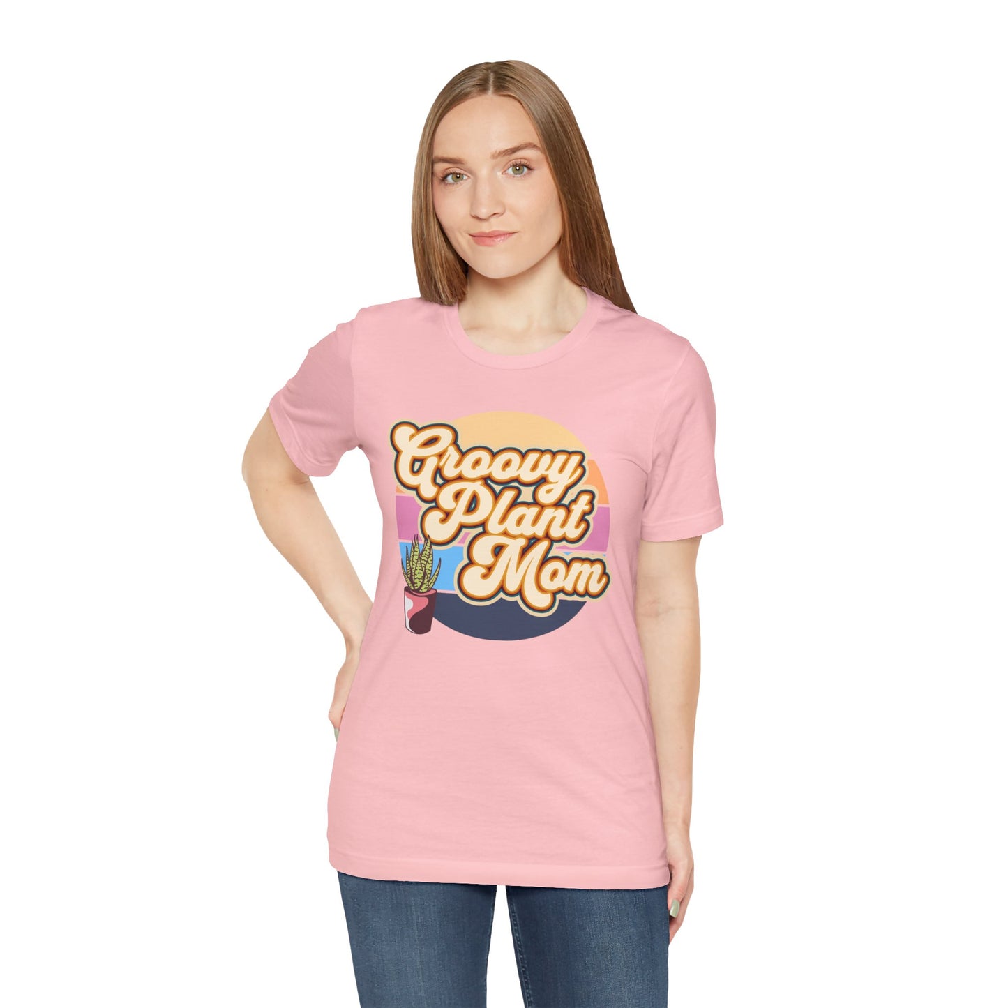 Adult "Groovy Plant Mom" Plant-Lover Unisex Jersey Short Sleeve Tee