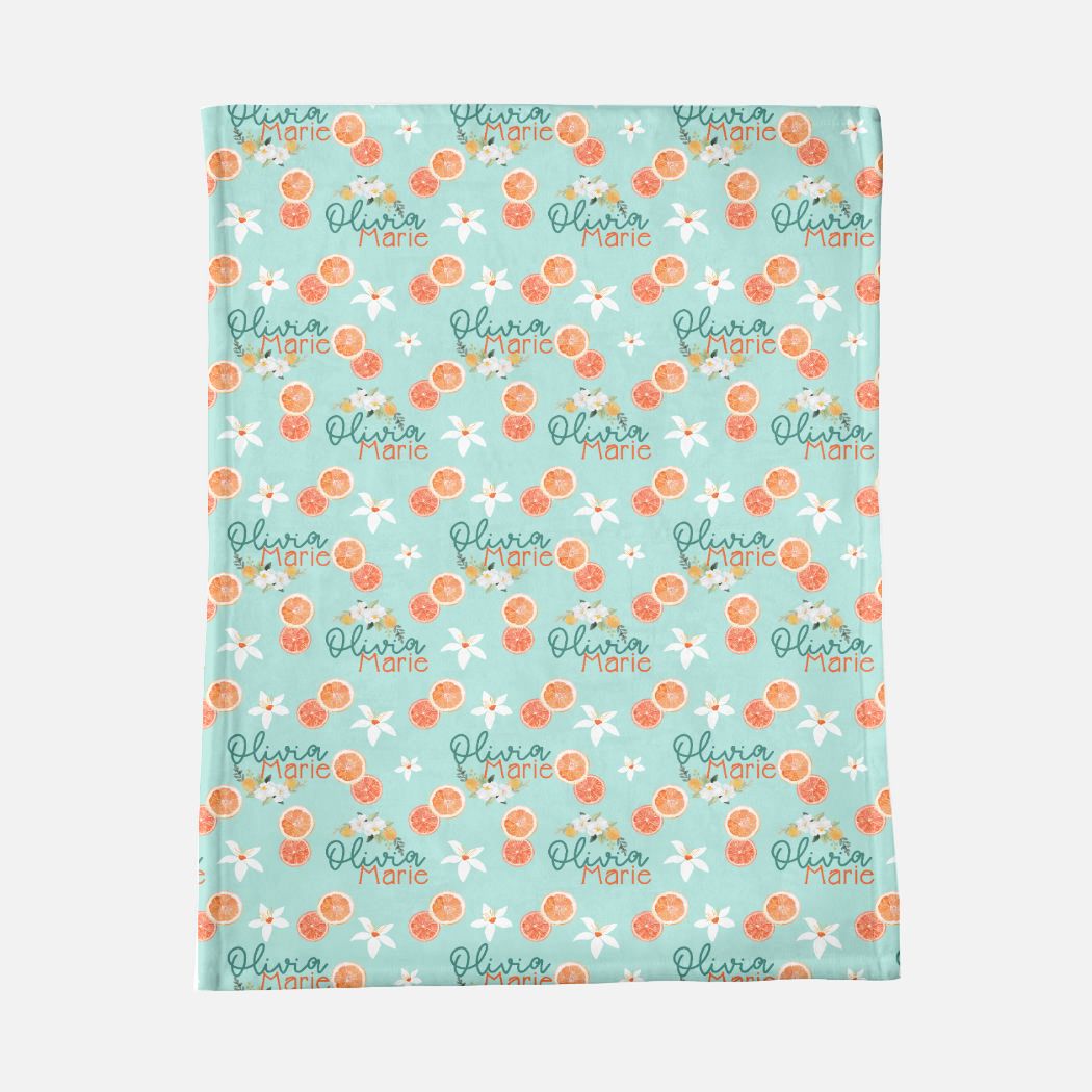 Minky Blanket Customized Name - Orange Blossom Baby Blanket - 30" x 40"