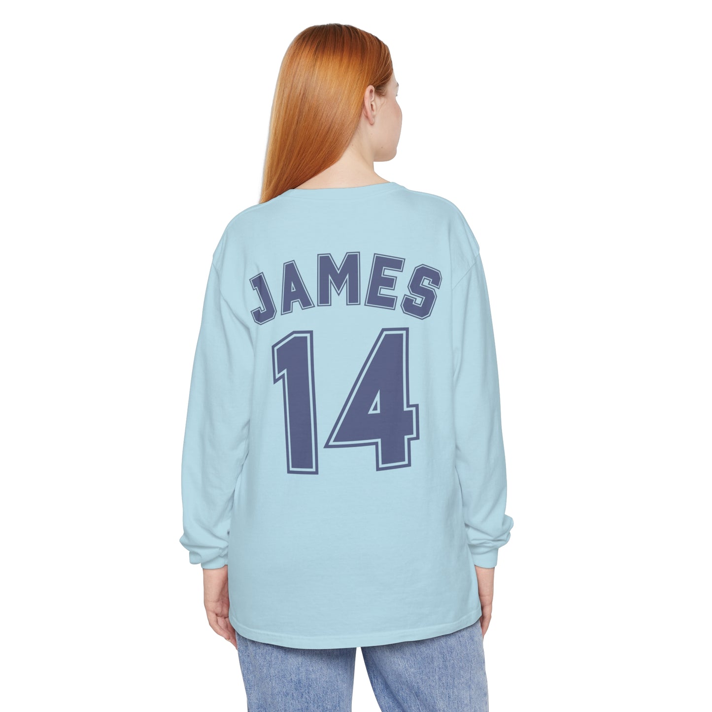 My Heart Is On That Field | Personalized Name | Comfort Colors Long Sleeve T-Shirt for Baseball Parent