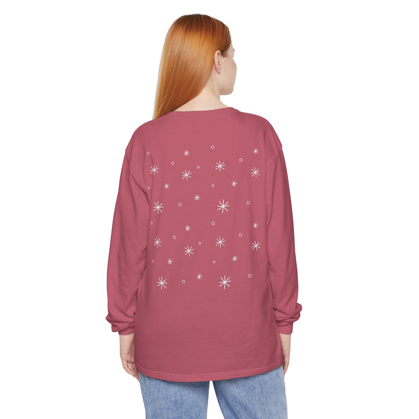 "Let It Snow" Long Sleeve Snowflakes T-Shirt - Comfort Colors