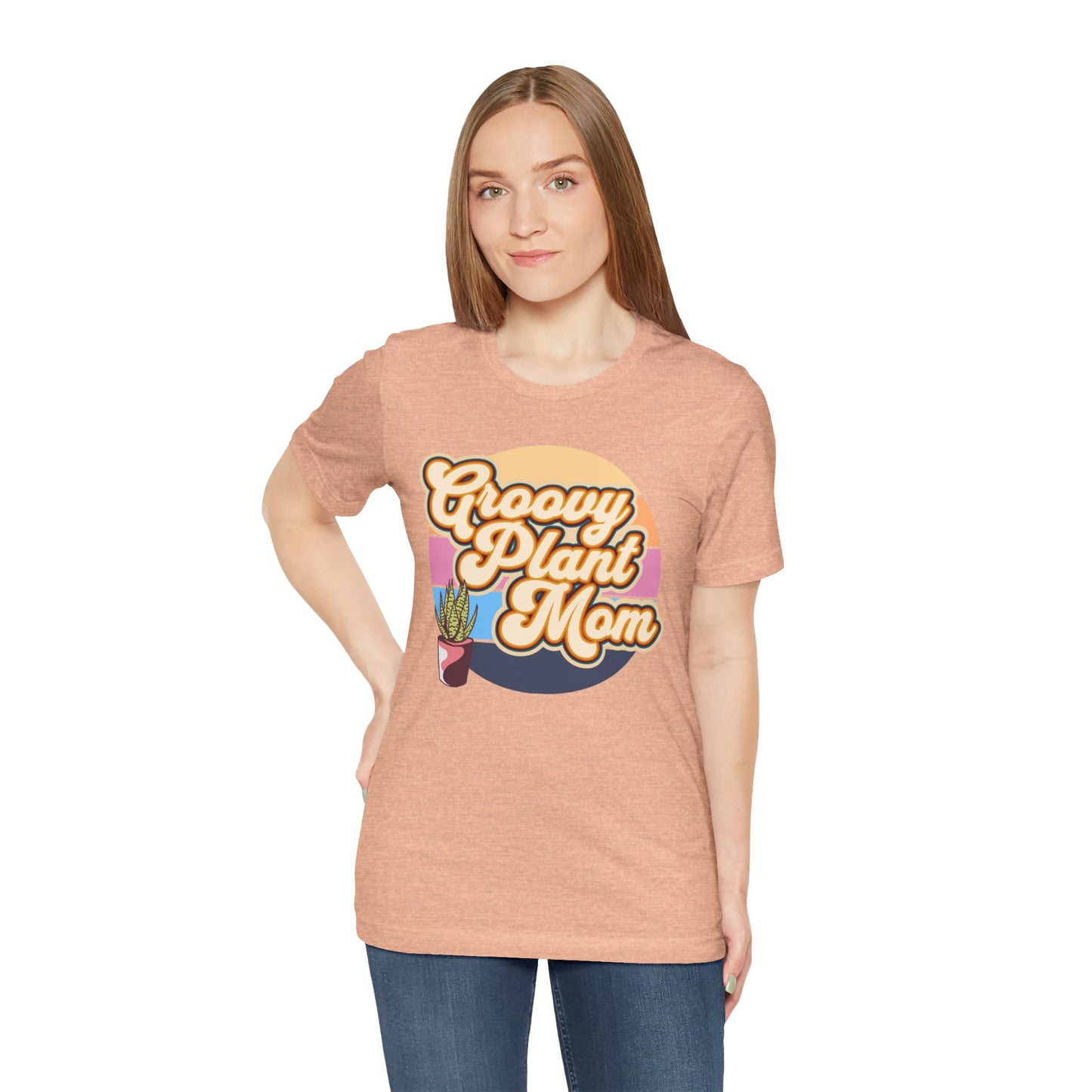 Adult "Groovy Plant Mom" Plant-Lover Unisex Jersey Short Sleeve Tee