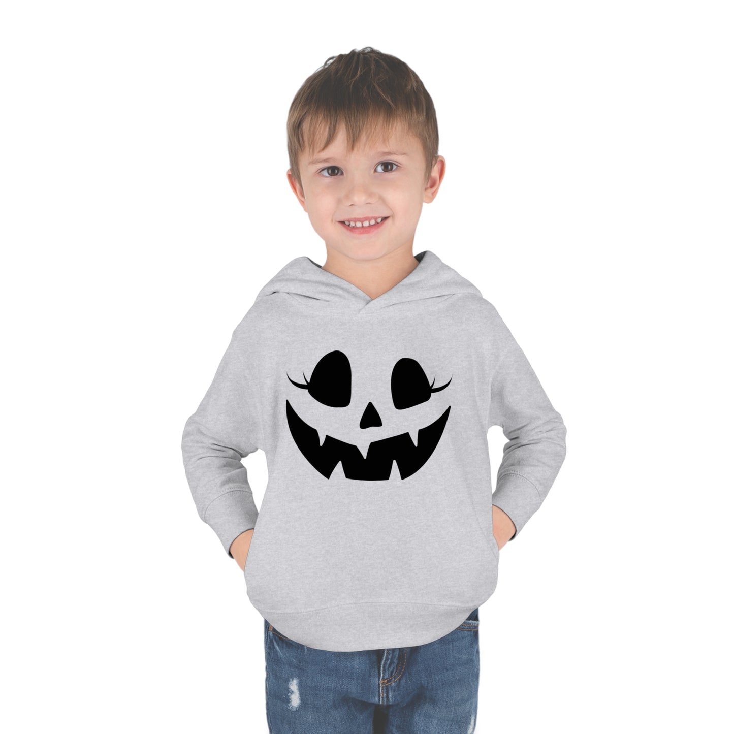 Girly Pumpkin | Toddler Pullover Fleece Hoodie for Halloween