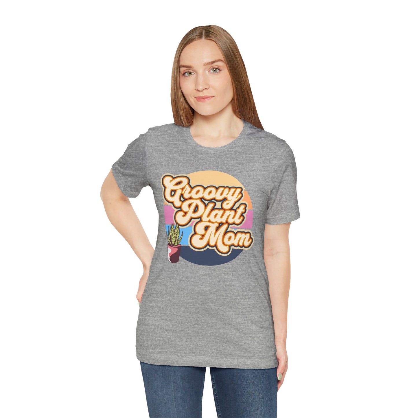 Adult "Groovy Plant Mom" Plant-Lover Unisex Jersey Short Sleeve Tee