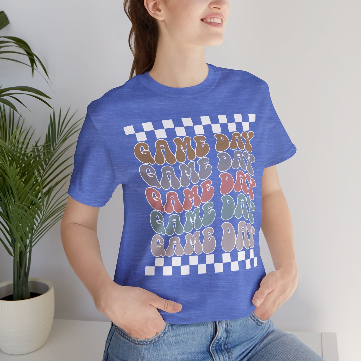 Game Day Retro Checkers - Unisex Jersey Lightweight Tee