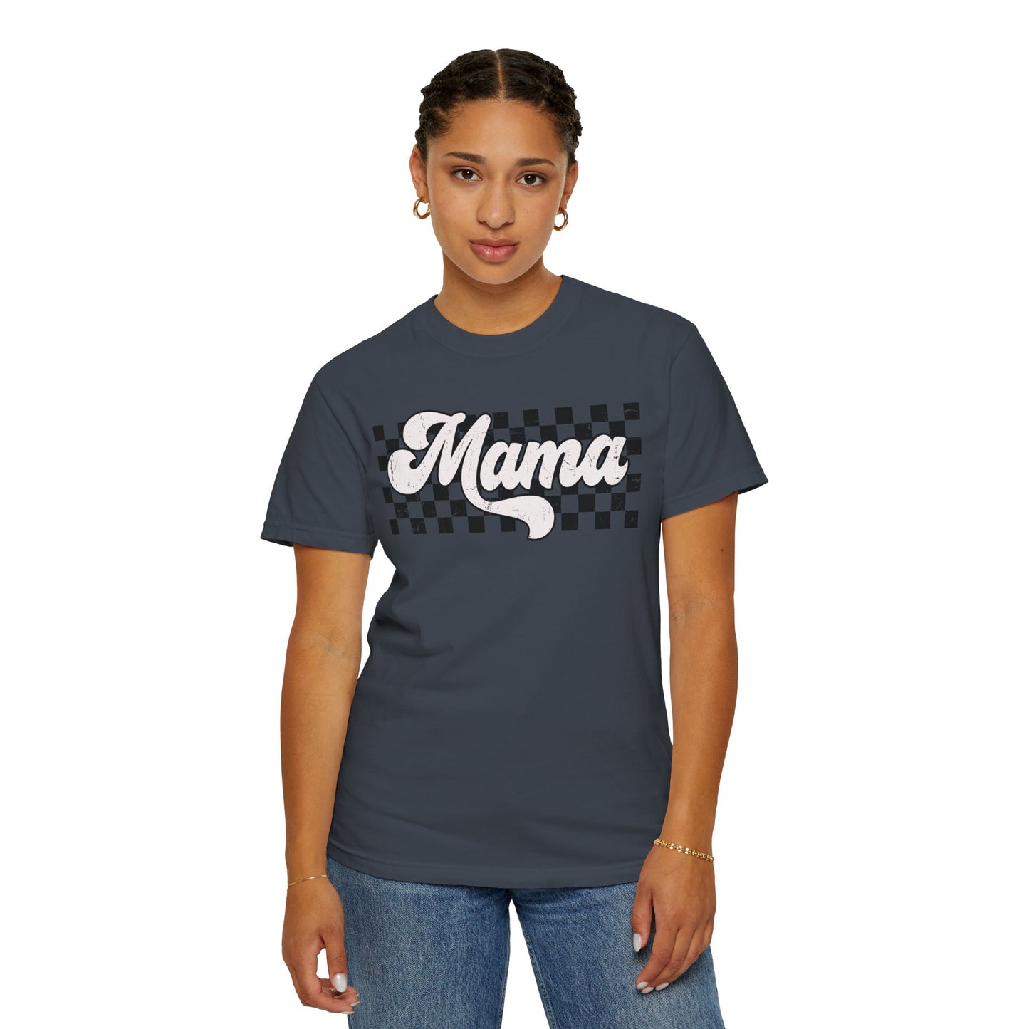 MAMA | Racer Checkered Print | Comfort Colors T-Shirt