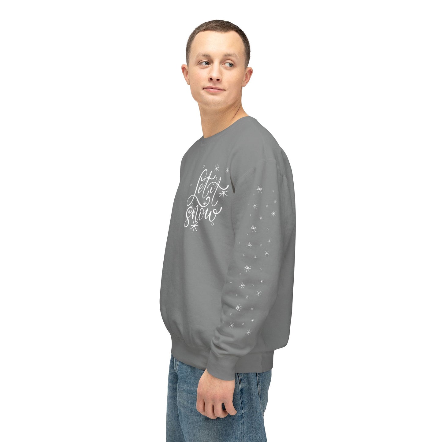 Snowflake "Let It Snow" Cozy Unisex Lightweight Crewneck Sweatshirt