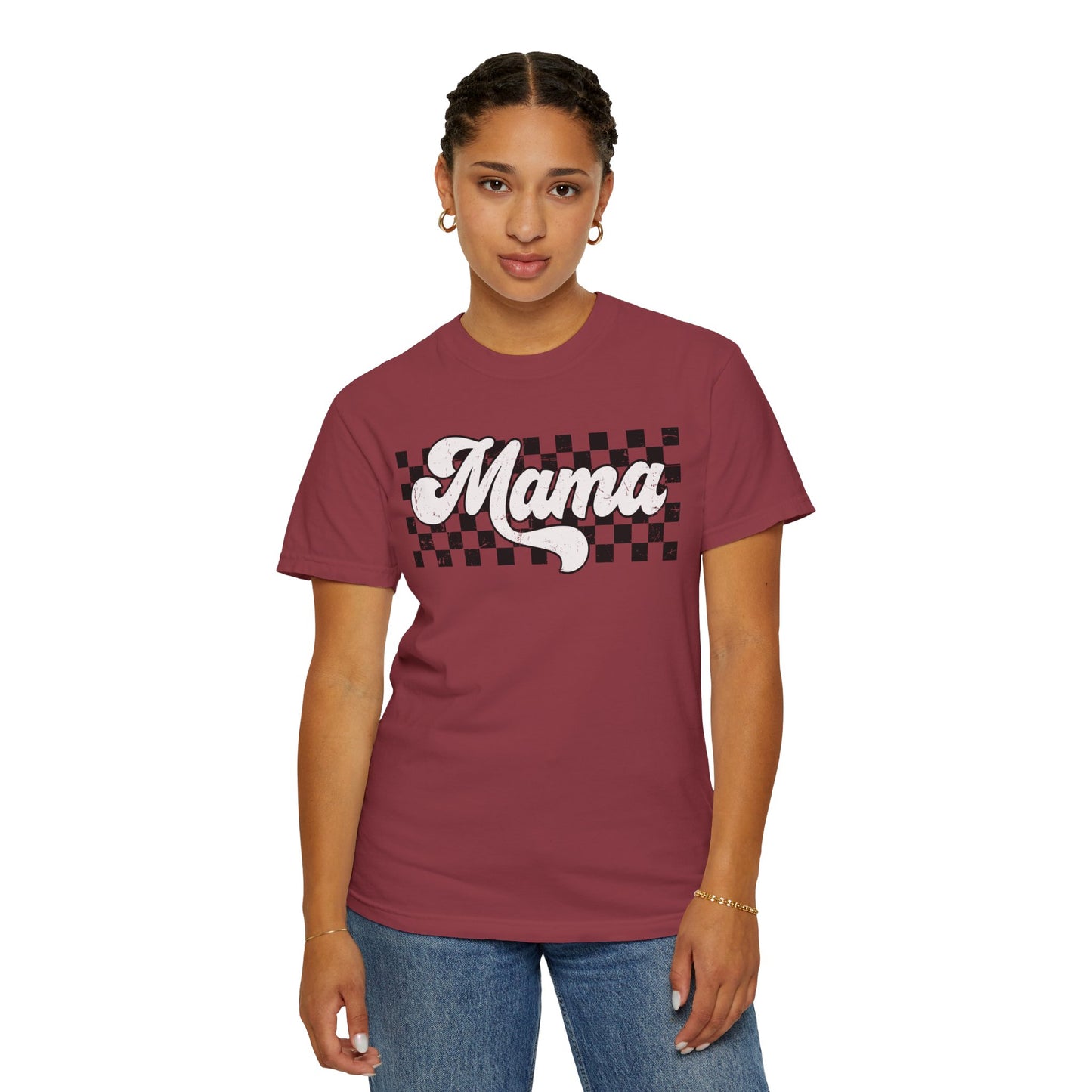 MAMA | Racer Checkered Print | Comfort Colors T-Shirt