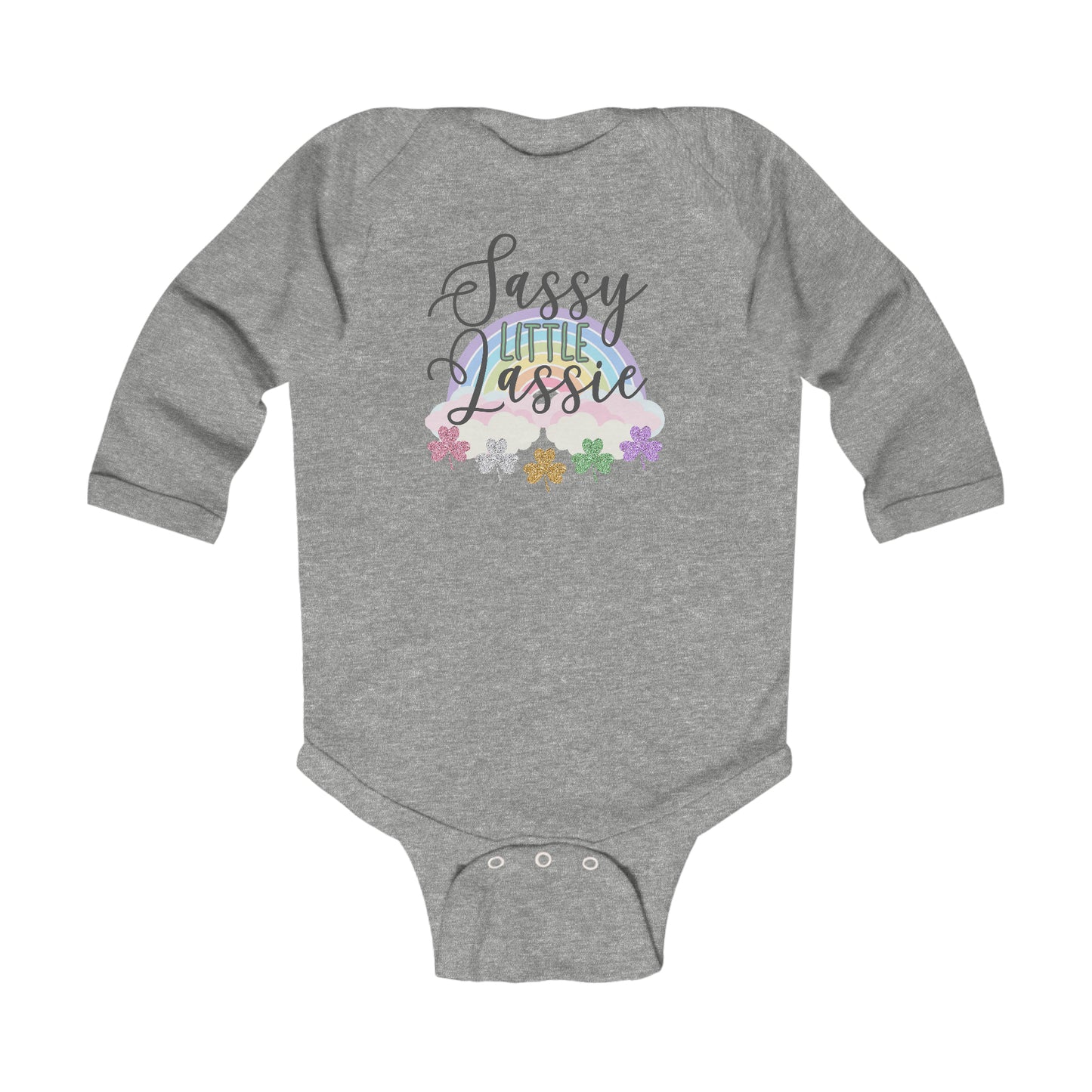 "Sassy Little Lassie" | St. Patrick's Day Baby Bodysuit for Girl | Long-Sleeve Baby BodySuit