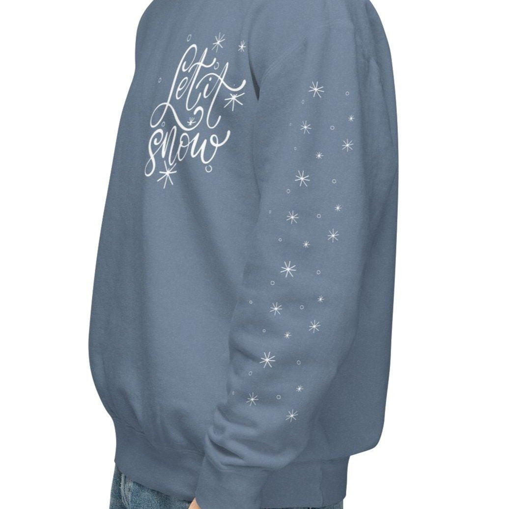 Snowflake "Let It Snow" Cozy Unisex Lightweight Crewneck Sweatshirt