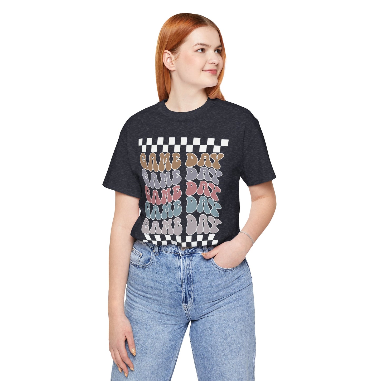 Game Day Retro Checkers - Unisex Jersey Lightweight Tee