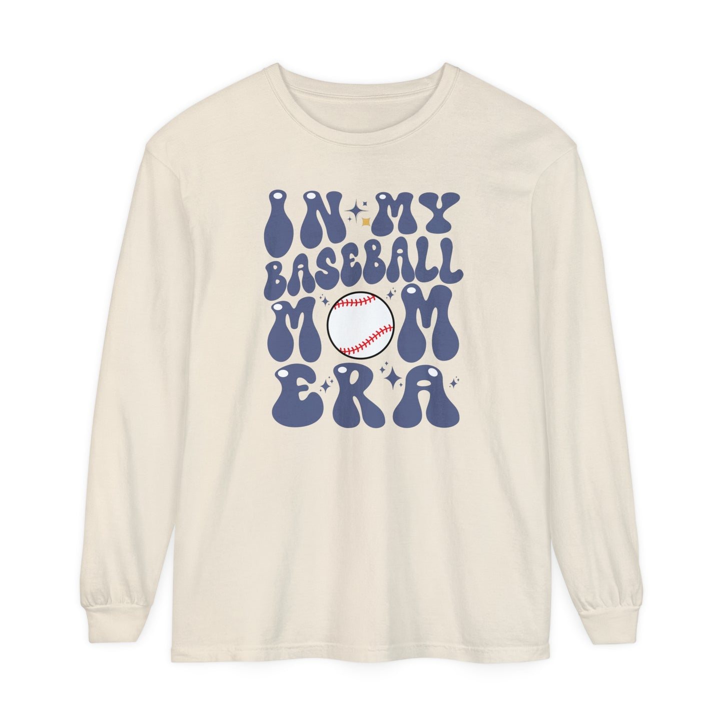 In My Baseball Mom Era | Personalized Name Comfort Colors Long Sleeve T-Shirt